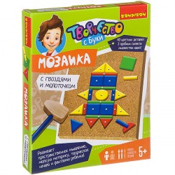 Набор для творчества  BONDIBON. Мозаика с гвоздями и молоточком 2